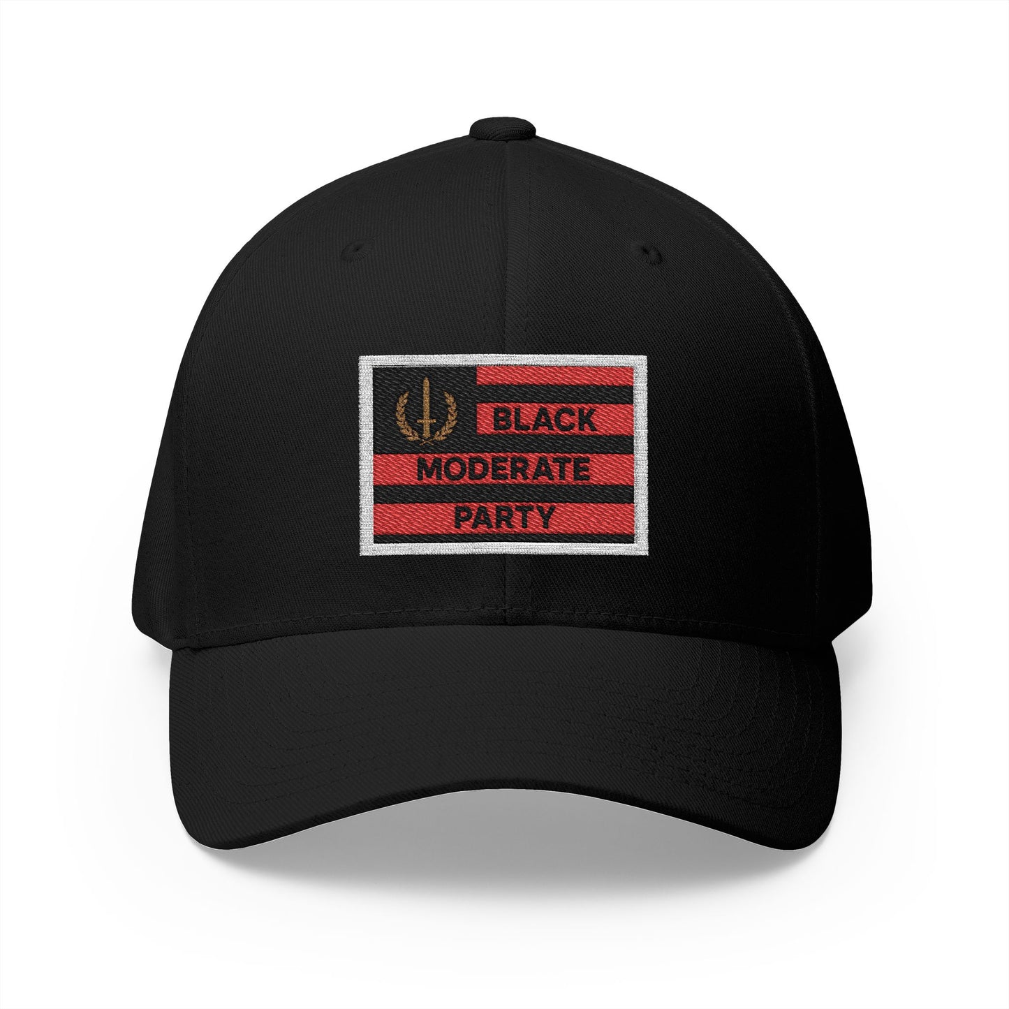 Embroidered Cap with Black Moderate Party Flag