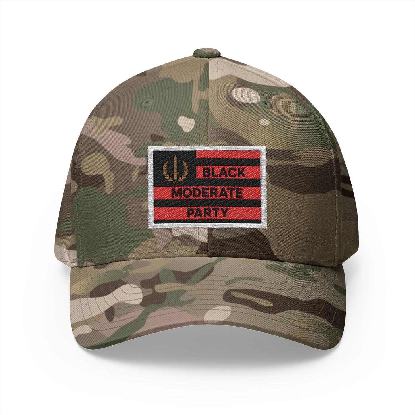 Embroidered Cap with Black Moderate Party Flag