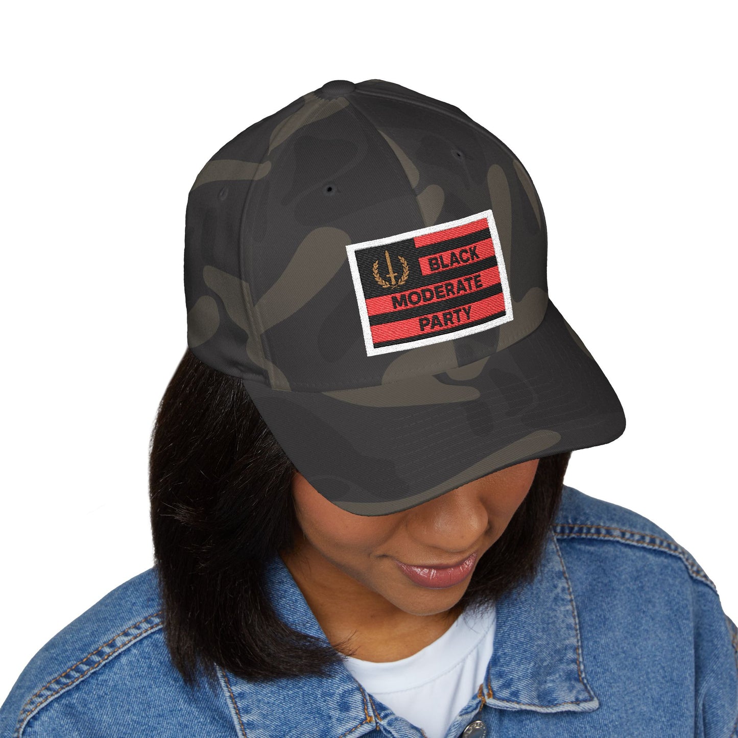 Embroidered Cap with Black Moderate Party Flag