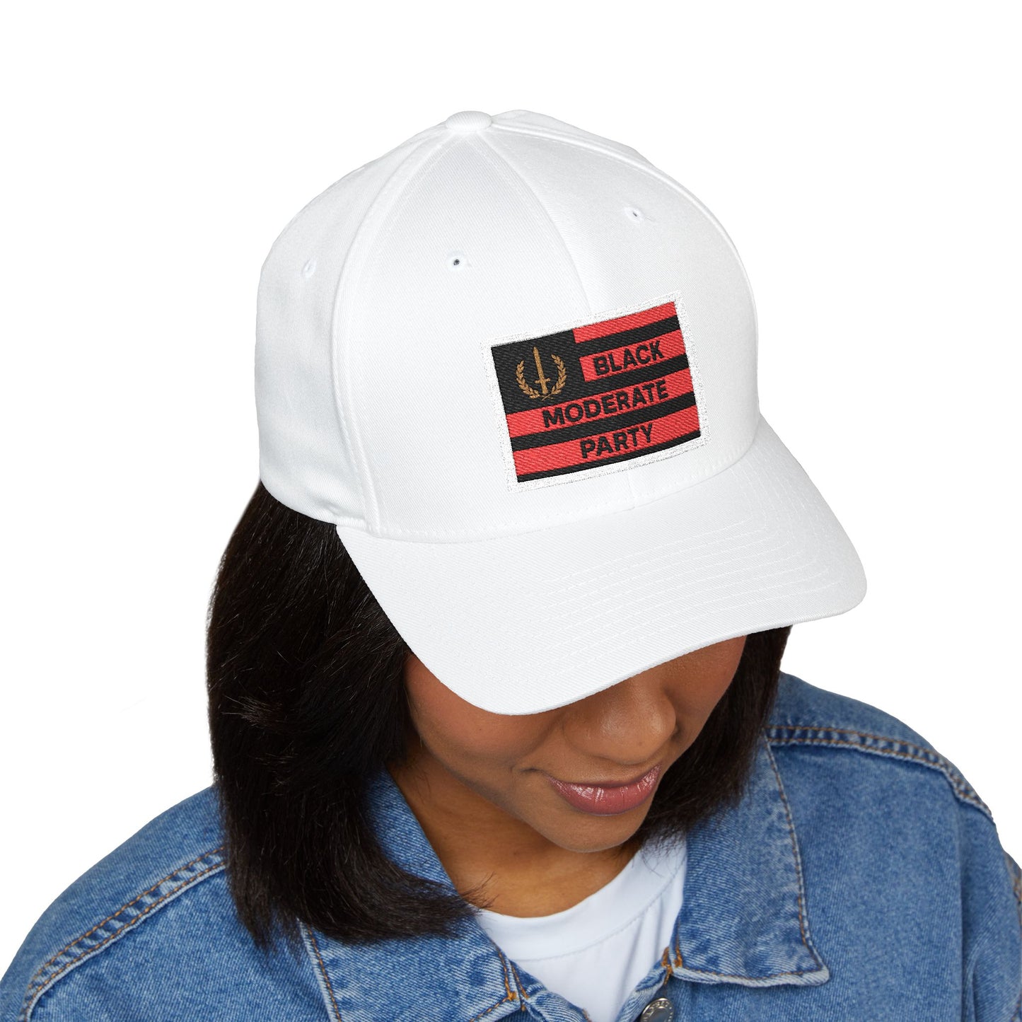 Embroidered Cap with Black Moderate Party Flag
