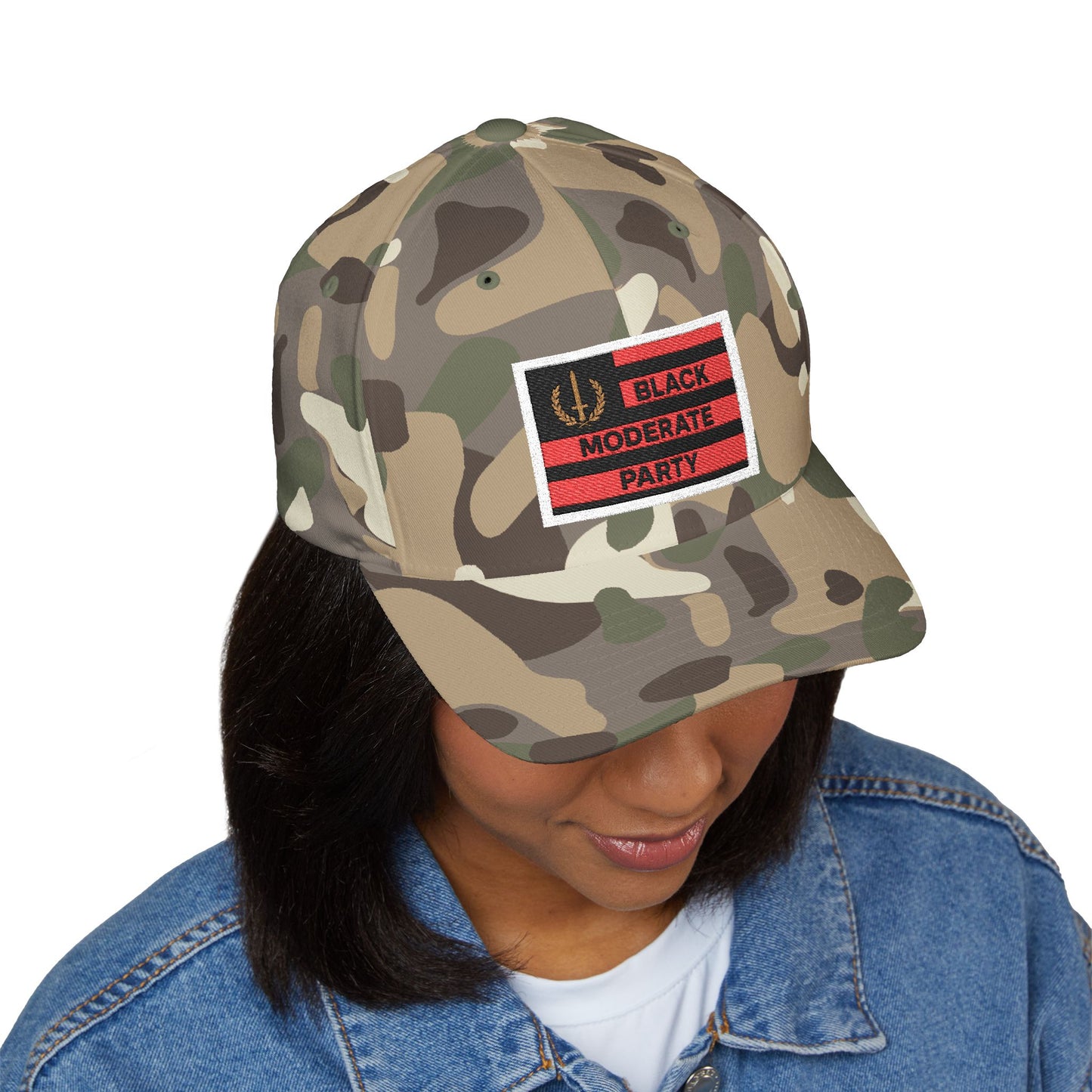 Embroidered Cap with Black Moderate Party Flag