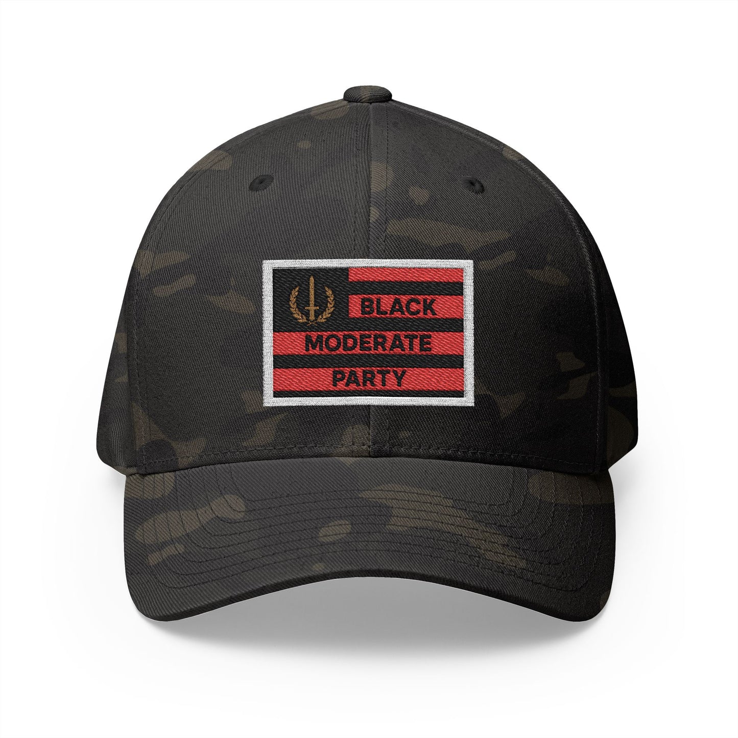 Embroidered Cap with Black Moderate Party Flag